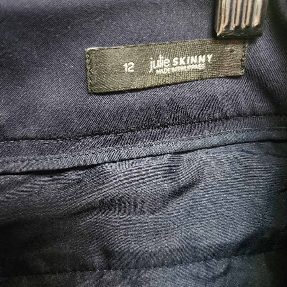 Julie Skinny Navy Blue Ankle Dress Pants Size 12 - Picture 3 of 3